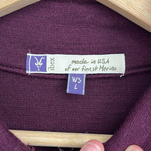 Ibex Merino Wool Quarter Zip Mock Neck Sweater Branded Sleeve Hiking - Large - Picture 7 of 12